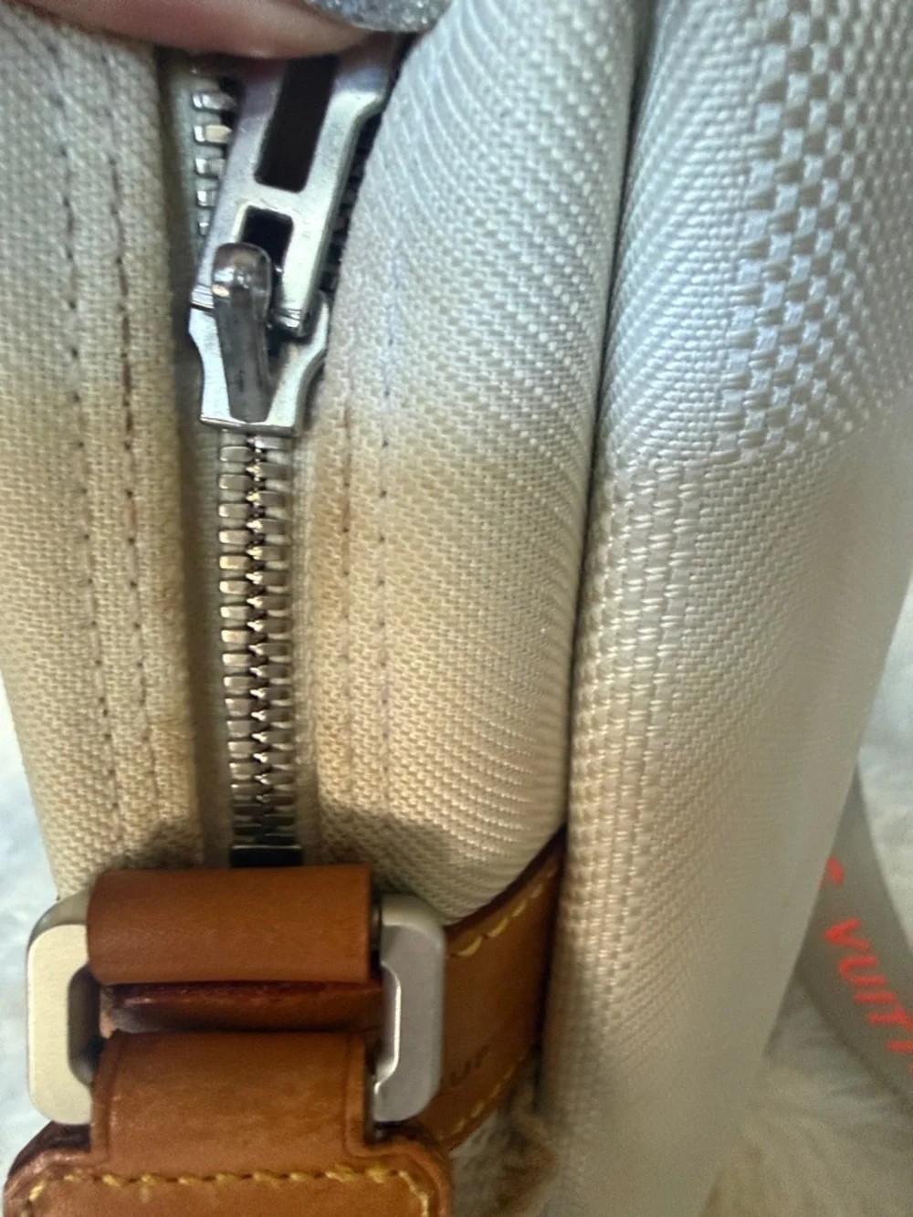 Louis Vuitton Cup Cream Sling Messenger Bag with Orange Trim Strap